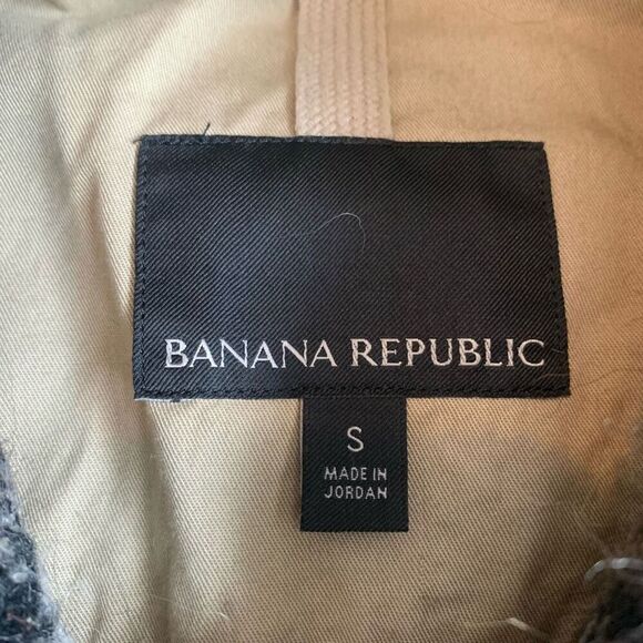 Banana Republic Brown Tan Wool Plaid Jacket Shacket Black Long Small - Picture 5 of 8